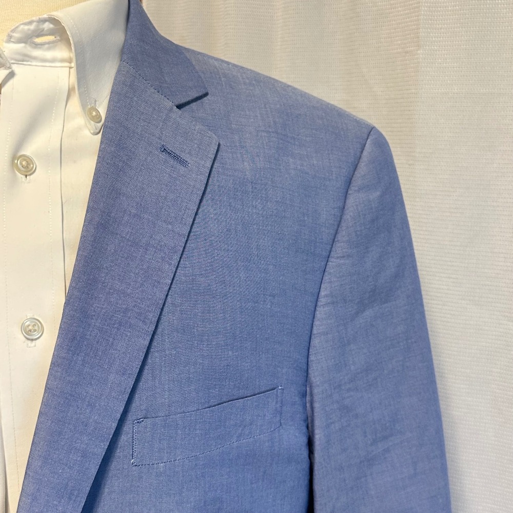 Alan Flusser lightweight cotton Sport Coat 44L Blue Excellent 2-Button Blazer - Picture 2 of 8